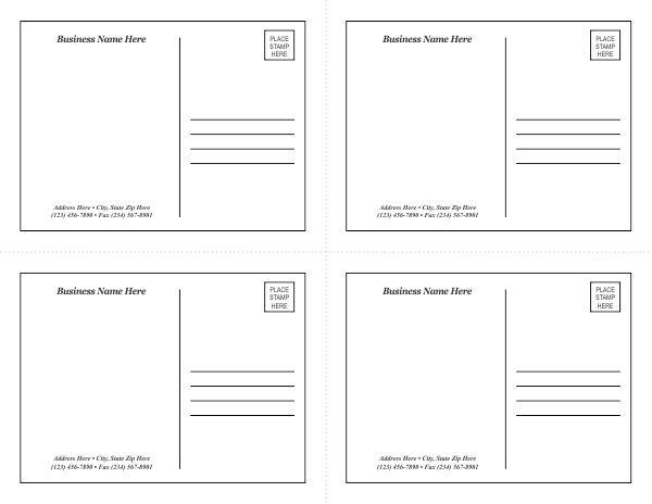 72 Blank Postcard Template 4 On A Page Templates by Postcard Template 4 On A Page