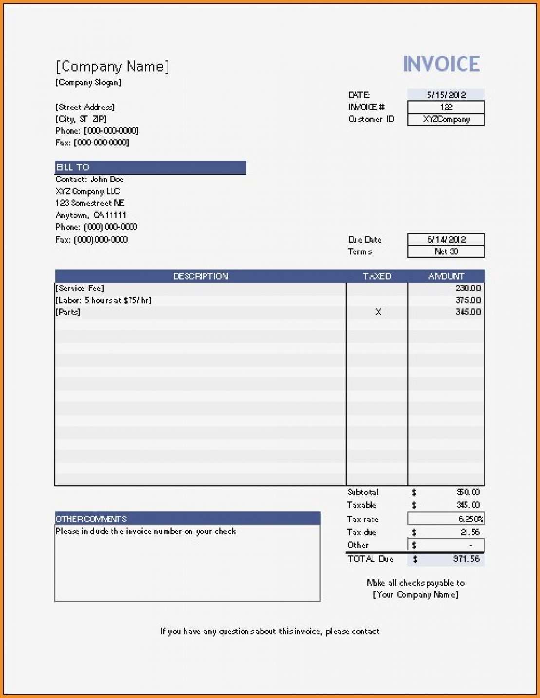 Get Free Printable Invoice Template PNG * Invoice Template Ideas