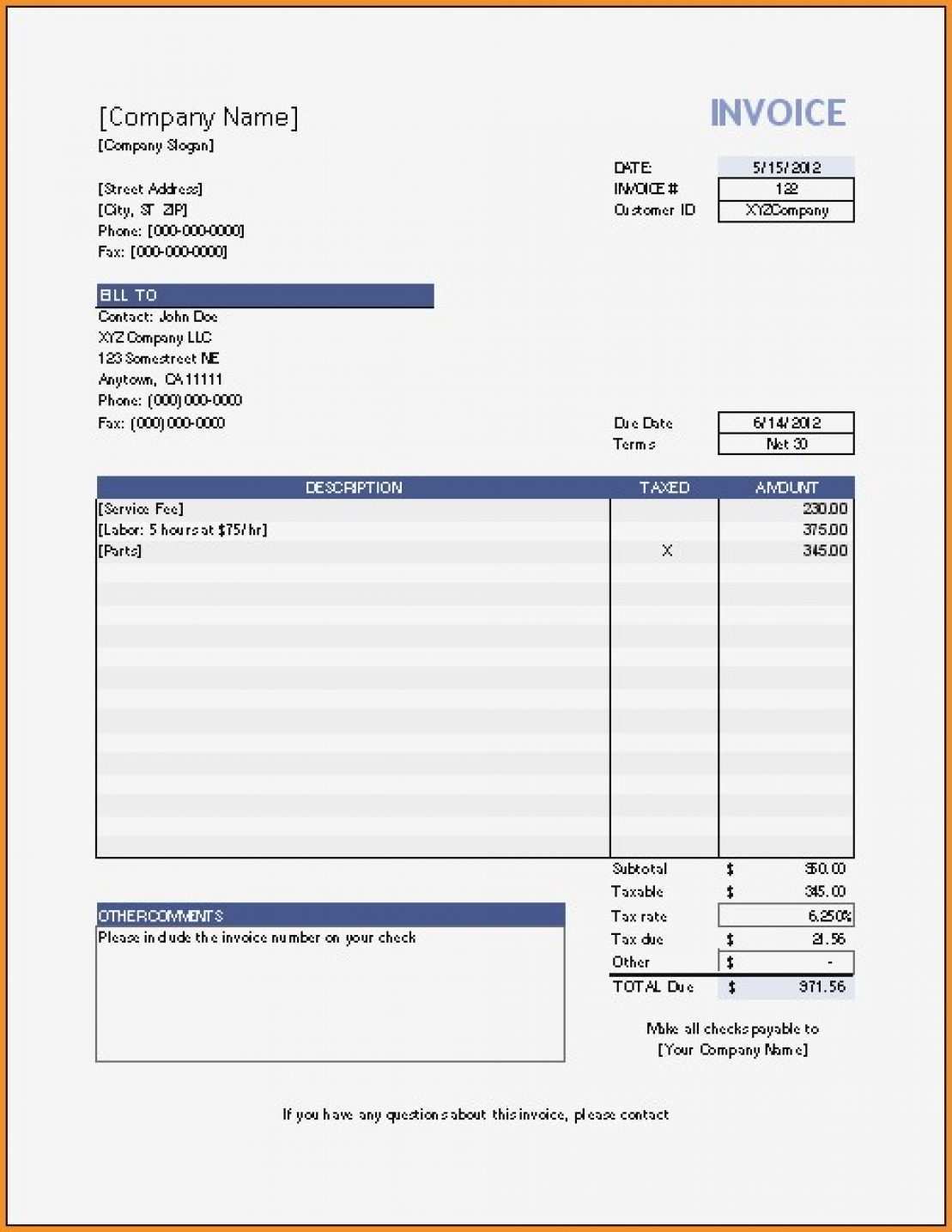 Free Printable Invoice Templates