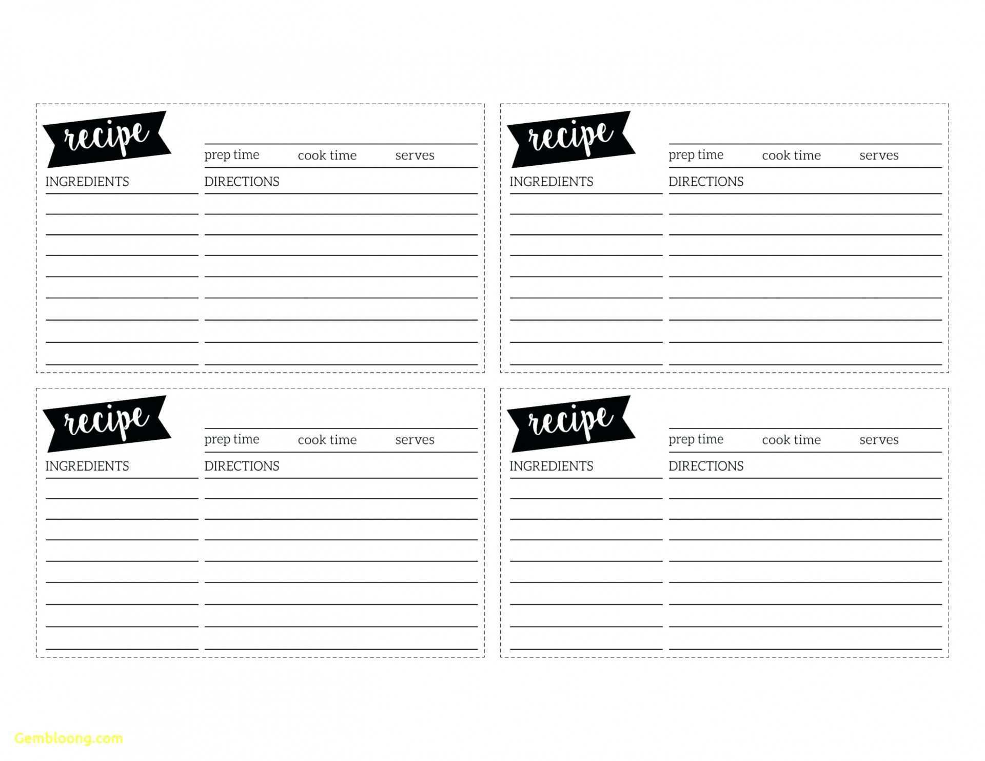 Recipe Card Template For Word 3X5 Cards Design Templates