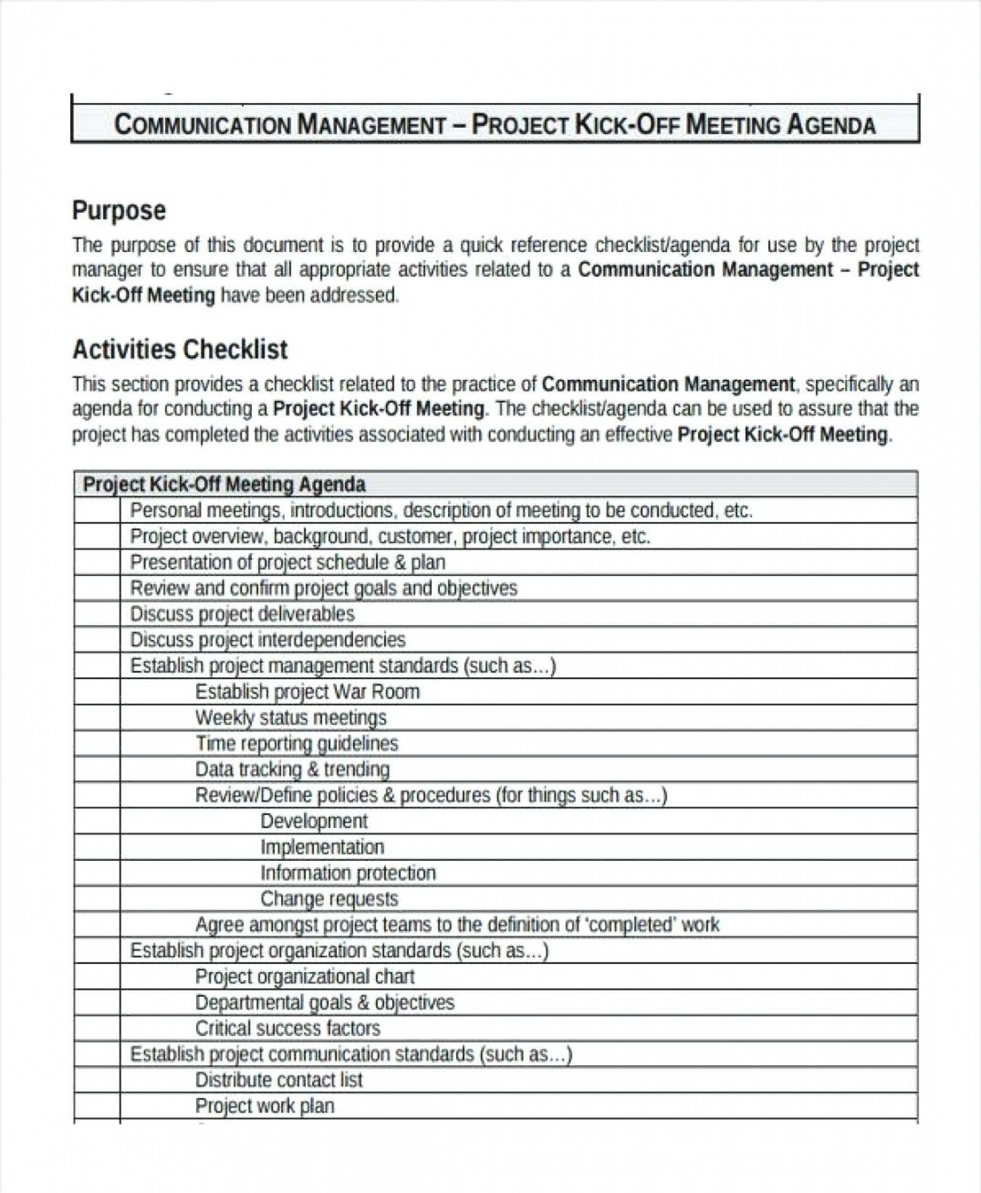 Kick Off Meeting Template