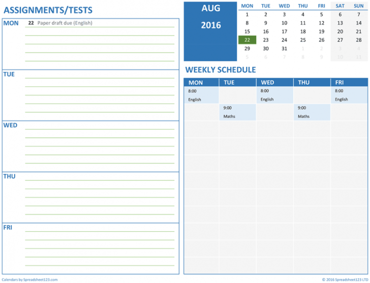 72 The Best Student Schedule Template Excel Templates by Student Schedule Template Excel