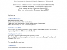 Syllabus Class Schedule Template