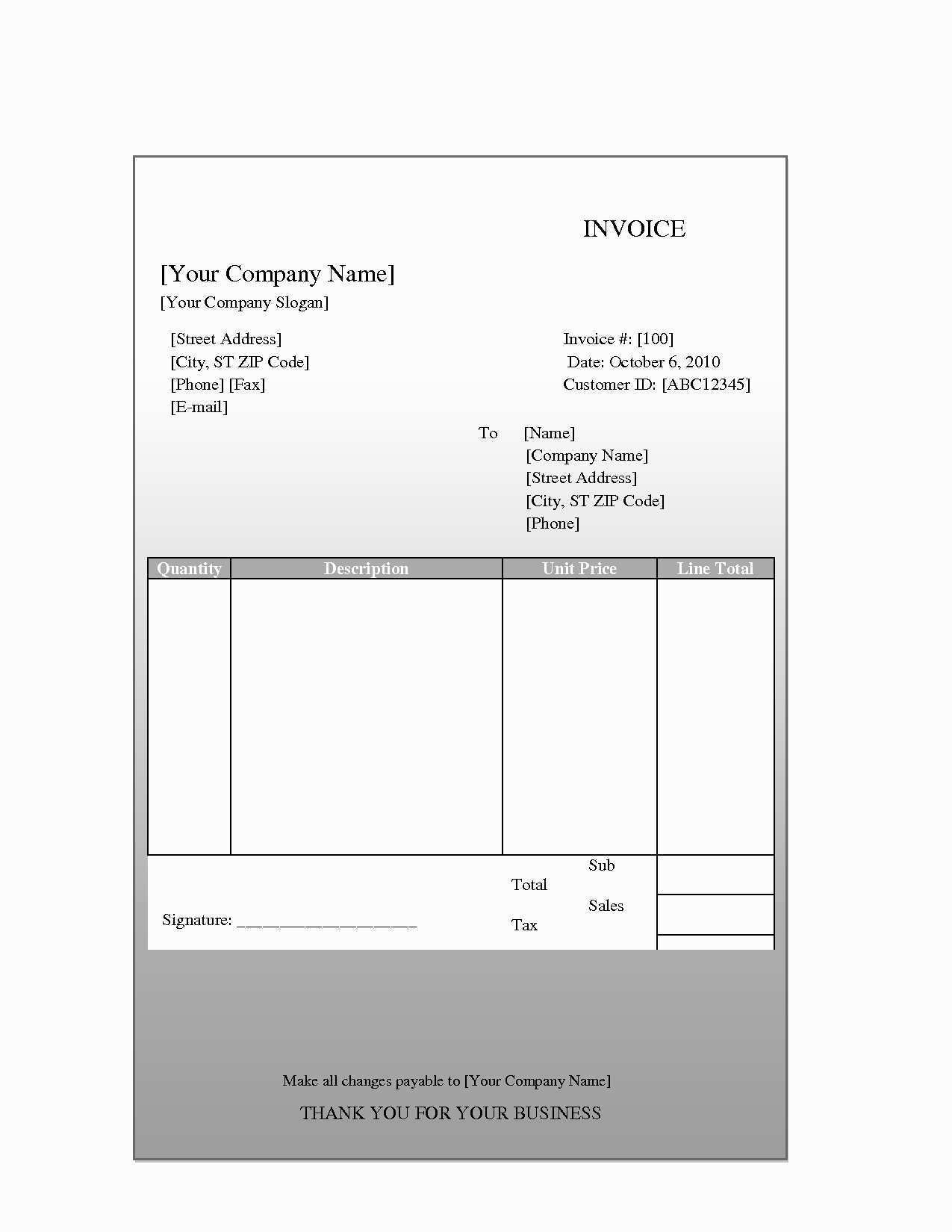 73 Blank Blank Job Invoice Template Templates by Blank Job Invoice Template