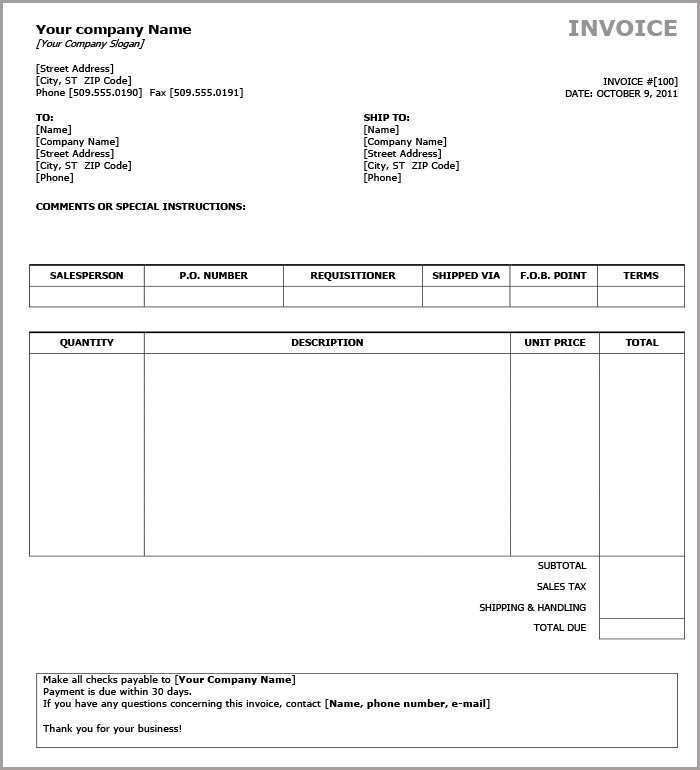 73 Standard Generic Invoice Template Pdf in Word for Generic Invoice Template Pdf