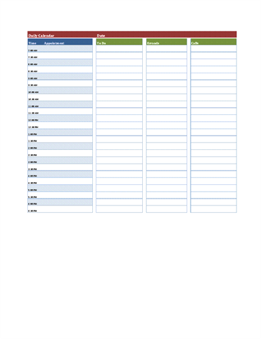 74 Blank Daily Calendar Template 2018 Excel Layouts with Daily Calendar ...