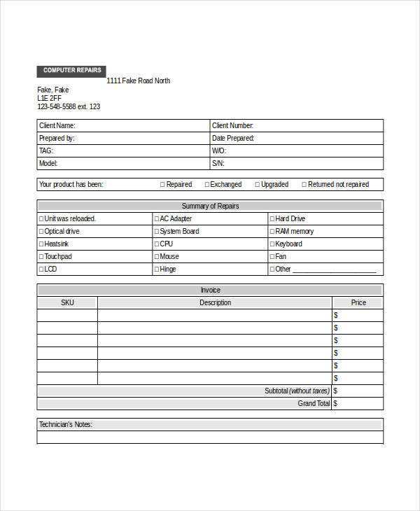 74 Create Laptop Repair Invoice Template Layouts by Laptop Repair ...