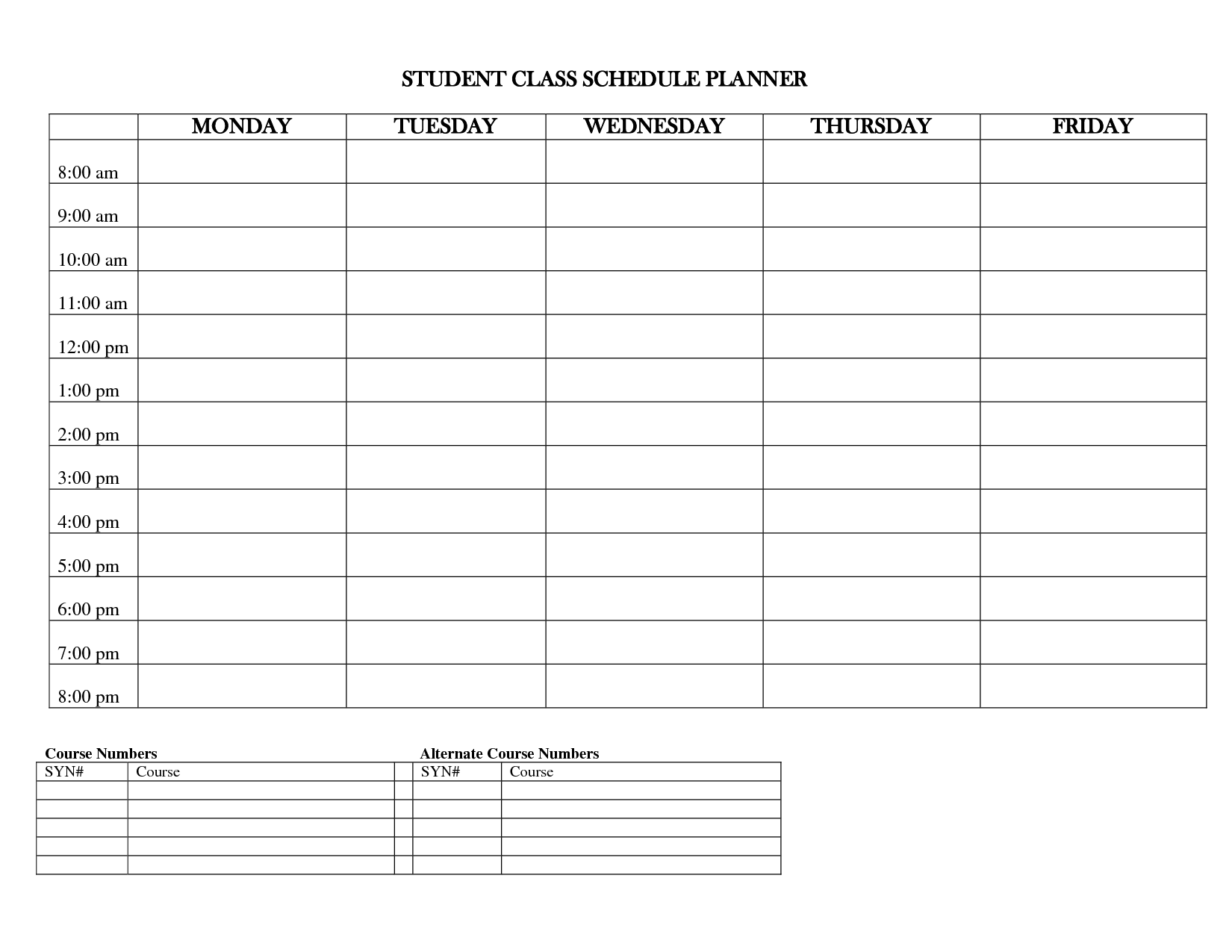 74 Free Student Class Schedule Template Photo by Student Class Schedule Template
