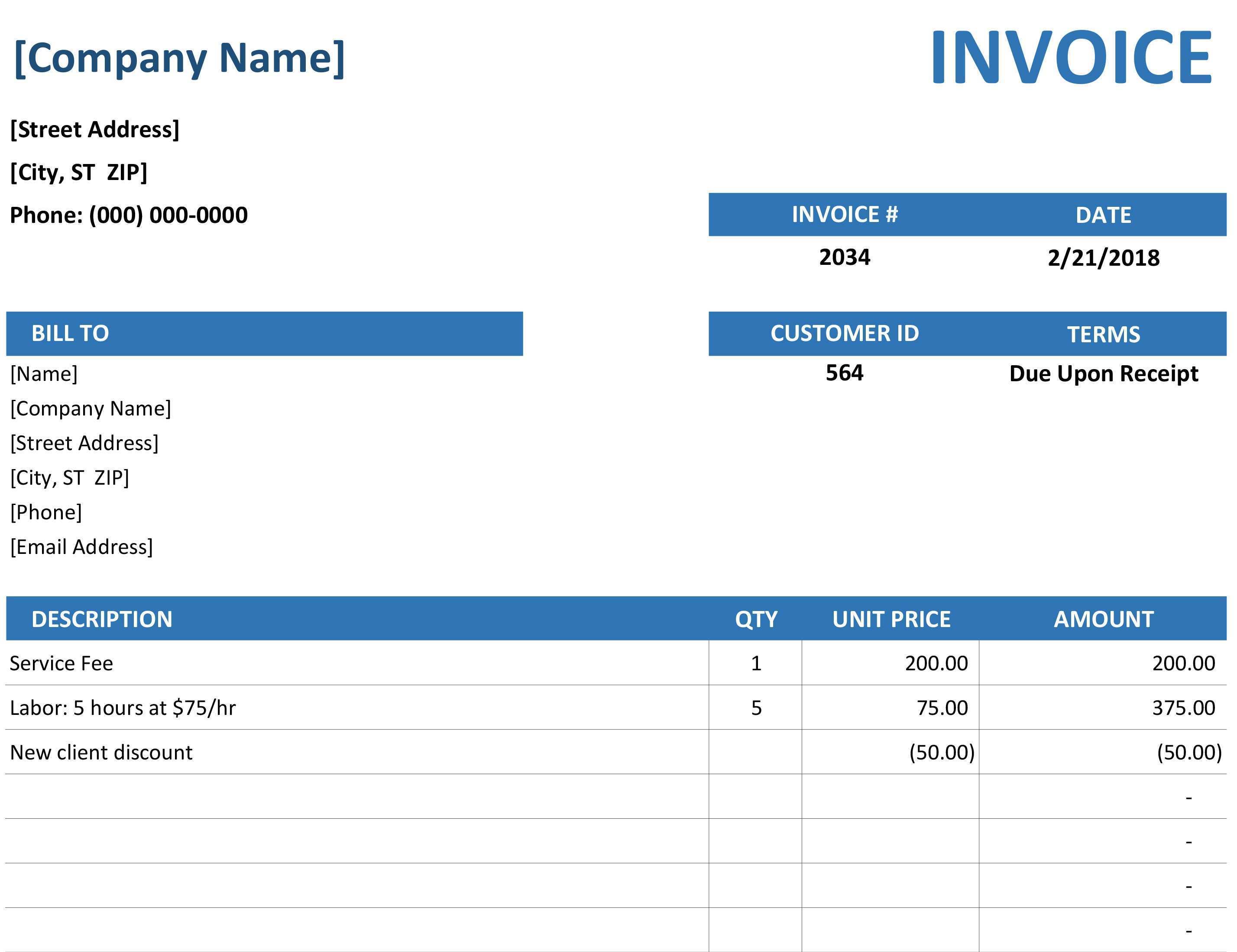 75 Blank Free Company Invoice Template Excel Layouts with Free Company Invoice Template Excel