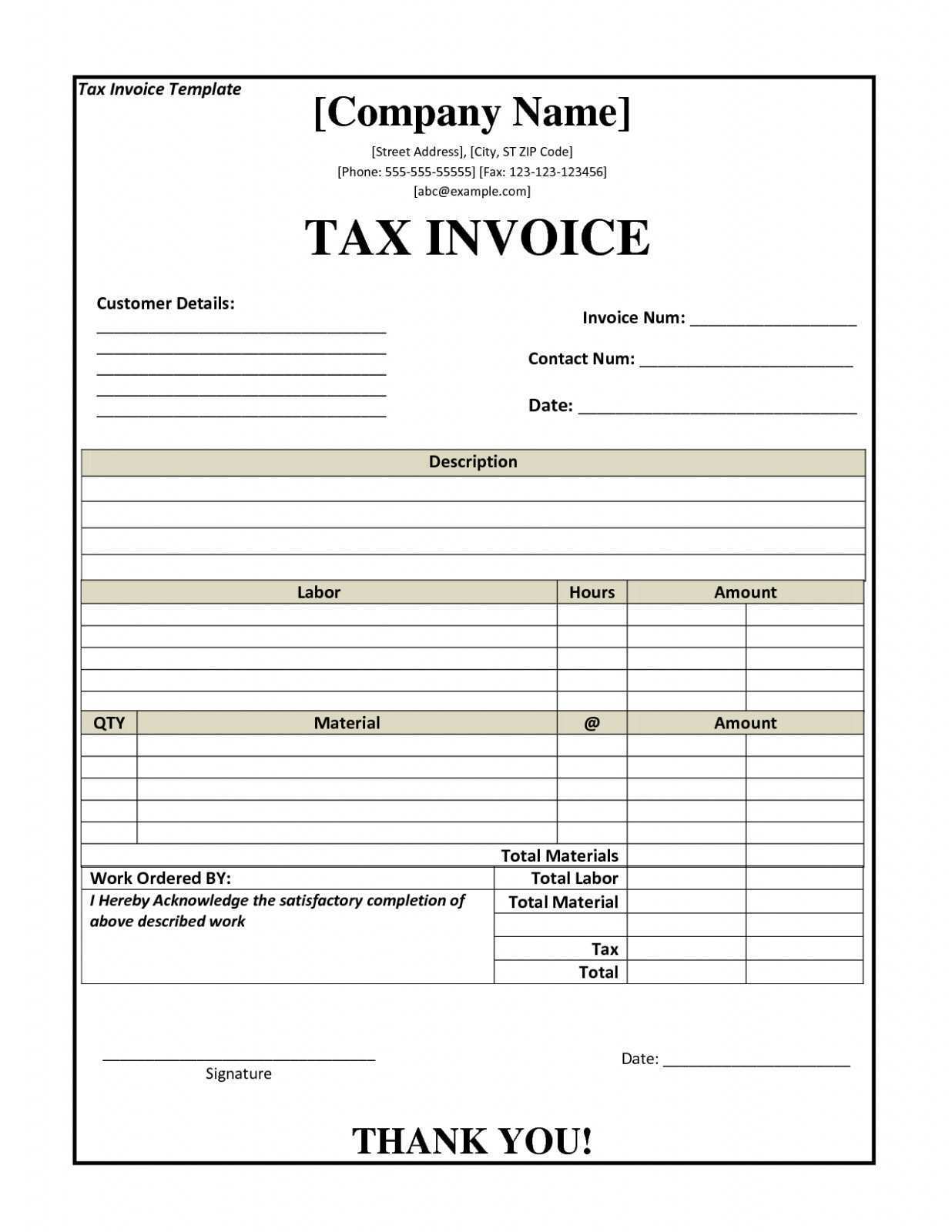 Tax Invoice Format In Excel from legaldbol.com