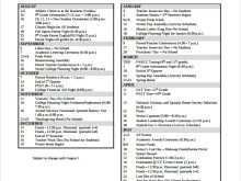 Academic Class Schedule Template