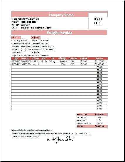 75 Printable Invoice Template For Trucking Company PSD File for Invoice ...