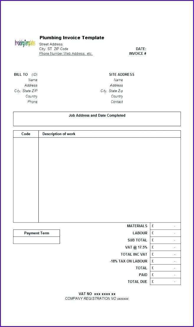 plumbing contractor invoice template cards design templates