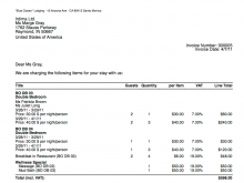 Hotel Payment Invoice Template