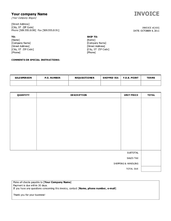 76 Free Printable Invoice Blank Form PSD File by Invoice Blank Form