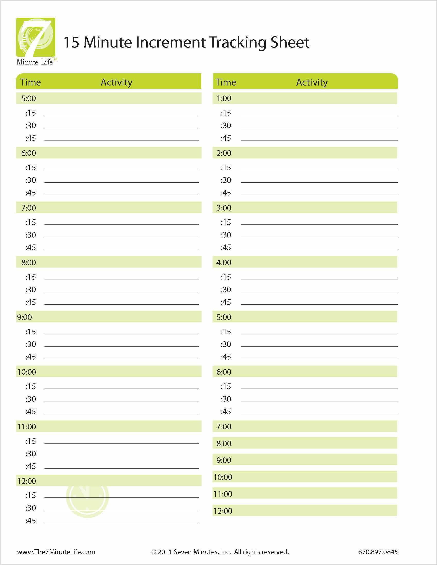 Printable 15 Minute Schedule Template 0118