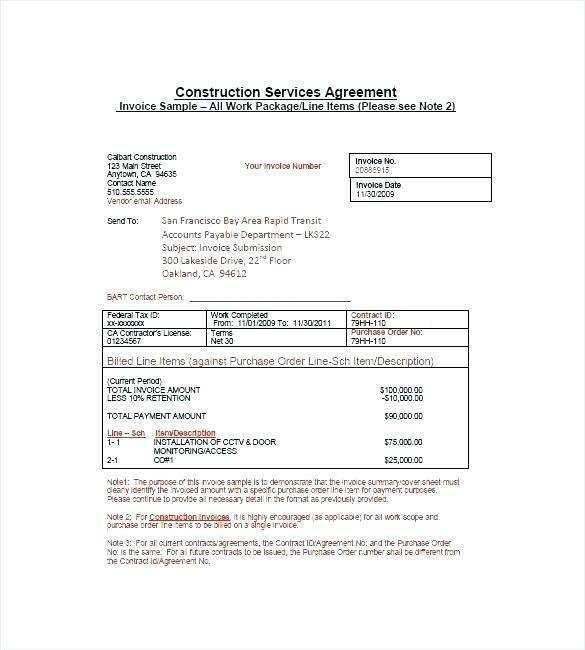 77 Printable Construction Job Invoice Template in Word for Construction Job Invoice Template