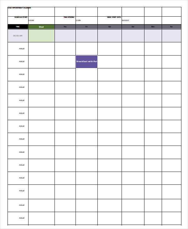 77 Printable Daily Calendar Spreadsheet Template in Word by Daily Calendar Spreadsheet Template