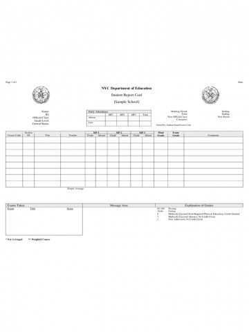 77 Report Card Template Nyc for Report Card Template Nyc