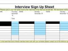 Interview Schedule Calendar Template