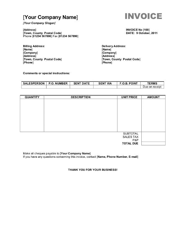 78 Best Basic Company Invoice Template in Photoshop with Basic Company Invoice Template