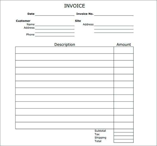 78 Free Basic Blank Invoice Template in Photoshop for Basic Blank Invoice Template