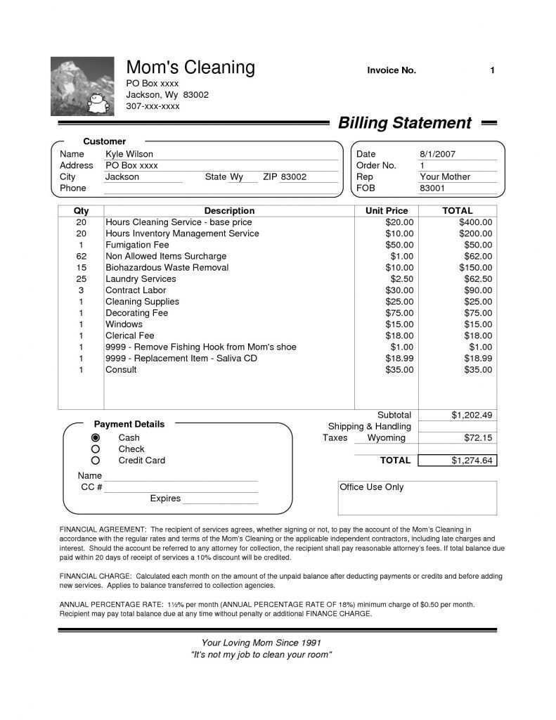 Moving Invoice Template