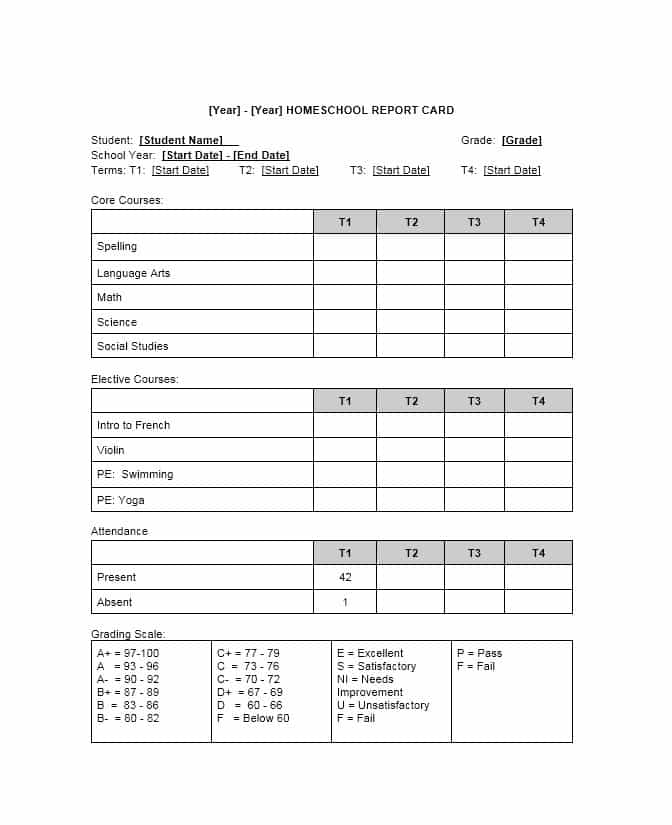 Student Grade Report Template