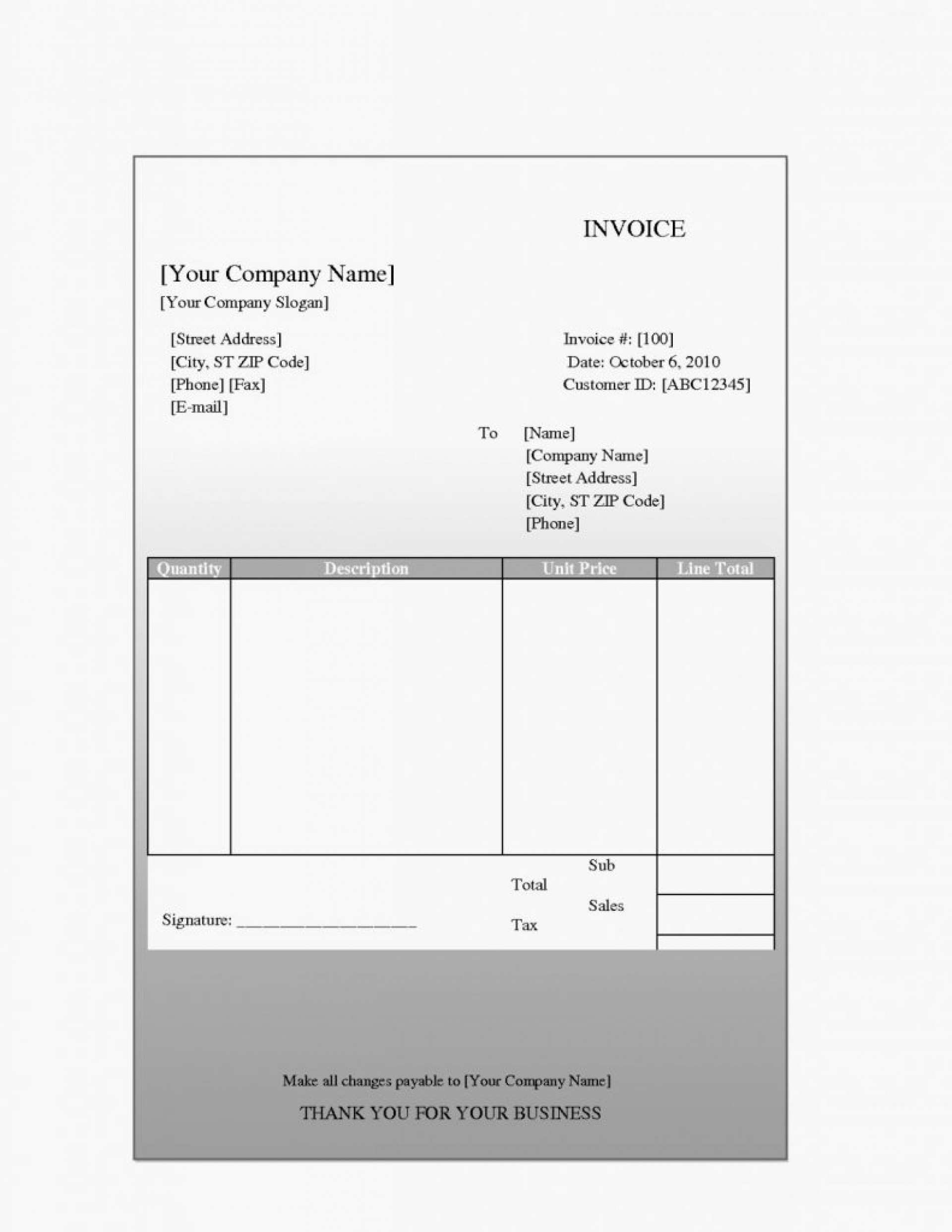 Blank Invoice Template Uk Pdf Cards Design Templates