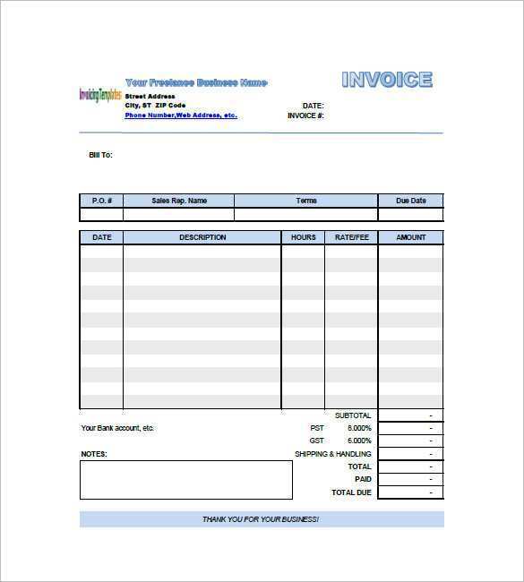 Freelance Invoice Template Australia - Cards Design Templates