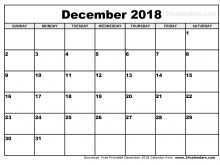 79 Standard Daily Calendar Template December 2018 With Stunning Design with Daily Calendar Template December 2018