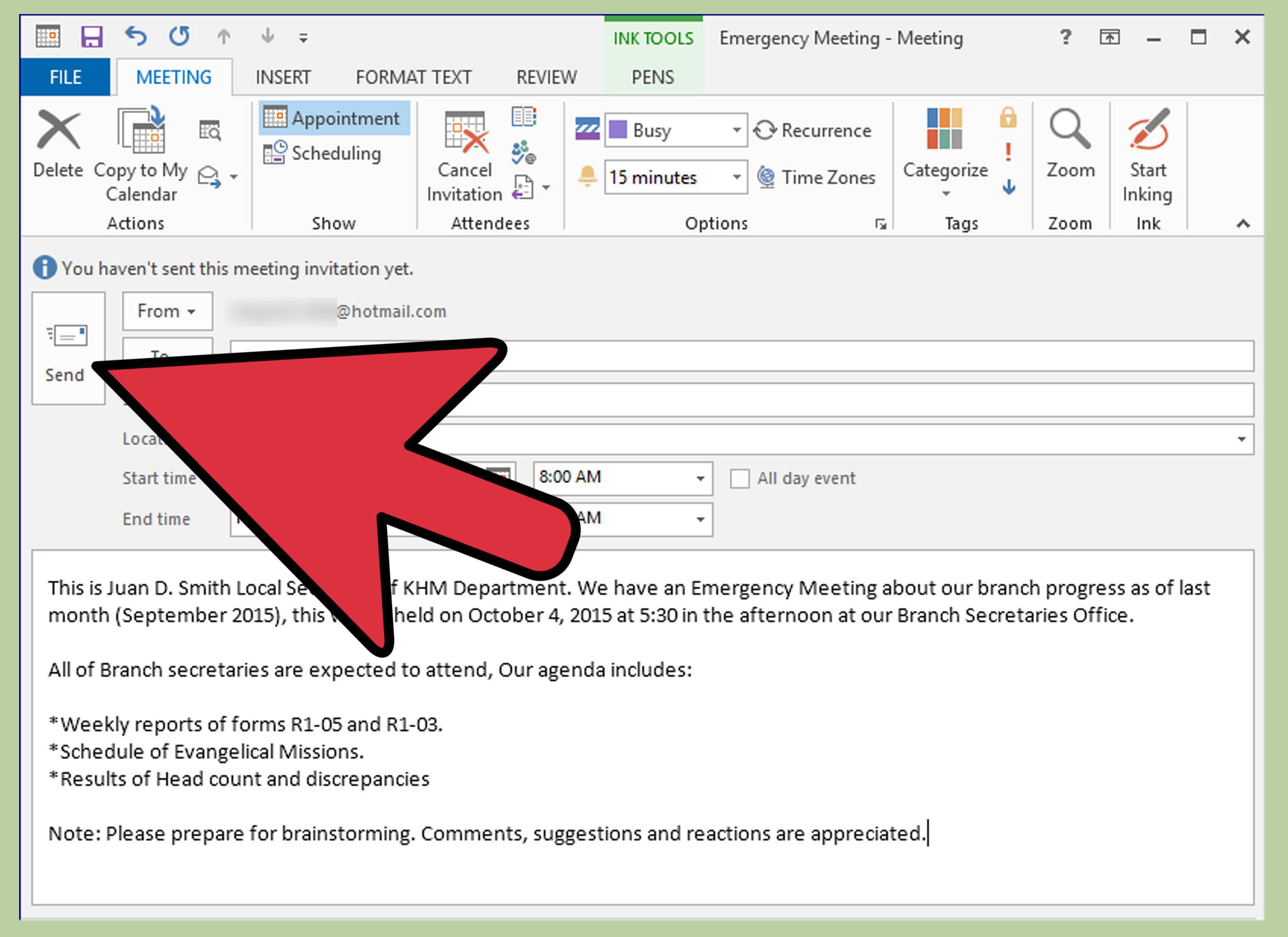 Send Outlook Meeting Invite From Excel