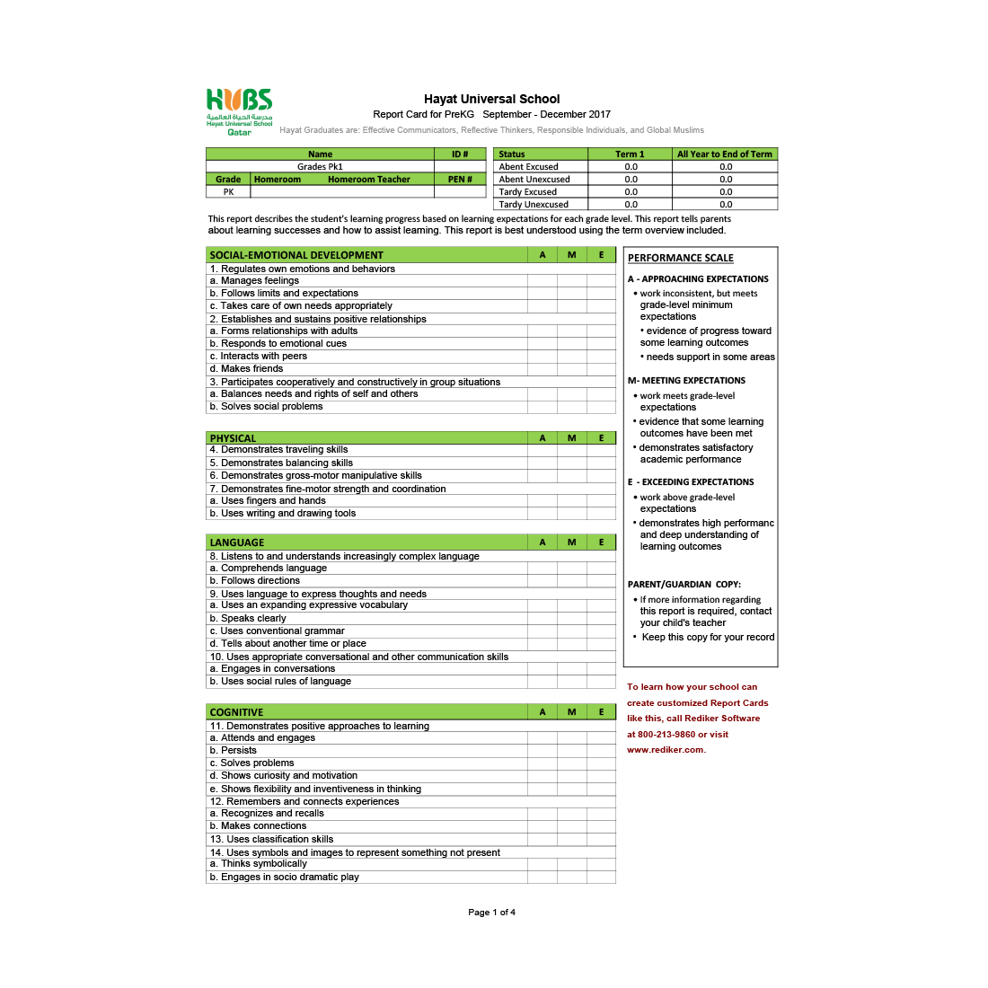 Report Specification Template