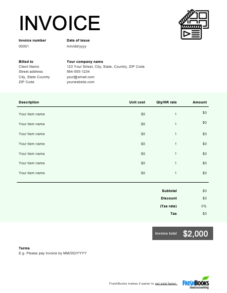 80 Customize Freelance Video Invoice Template Photo for Freelance Video Invoice Template