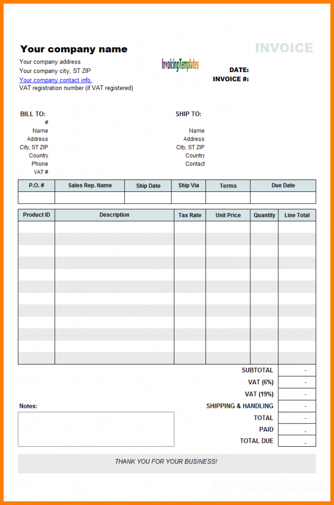 Invoice Template For Non Vat Registered Company - Cards Design Templates