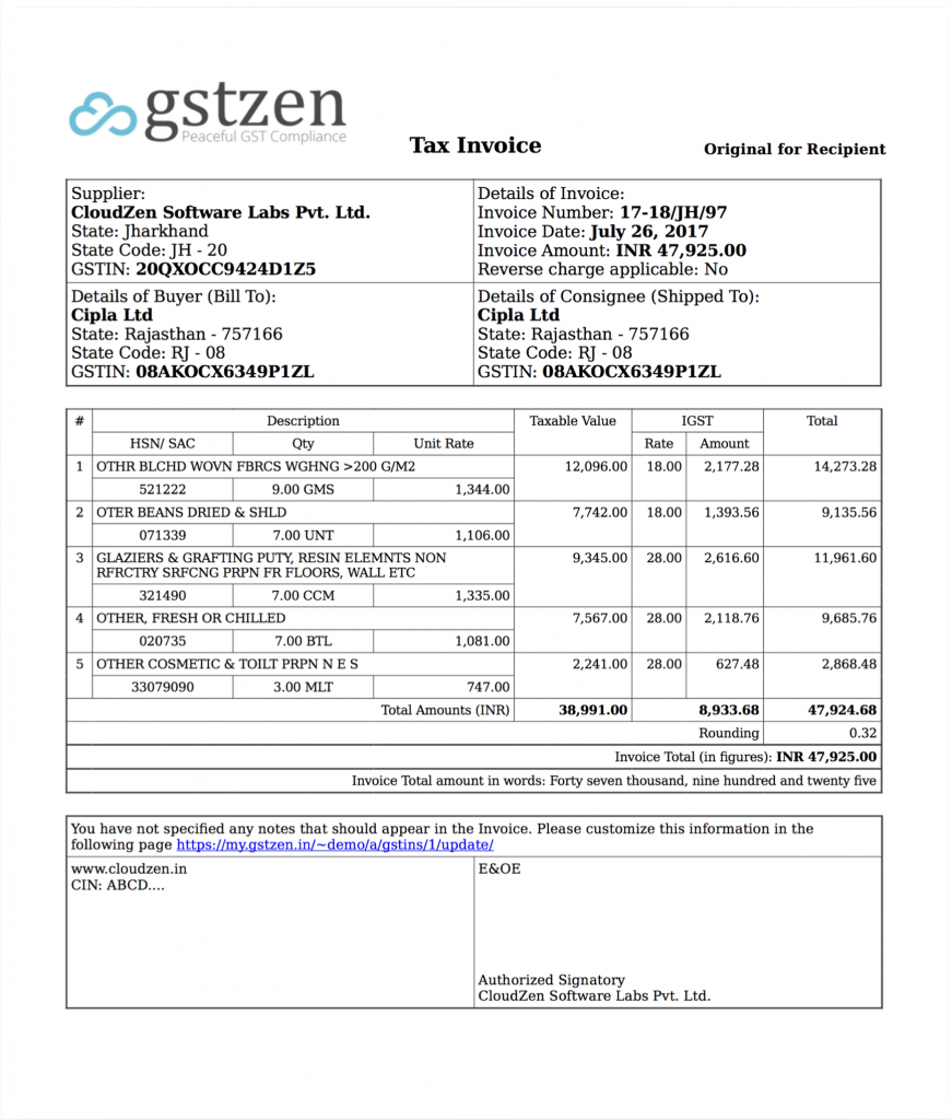 Gst Rcm Invoice Format Pdf