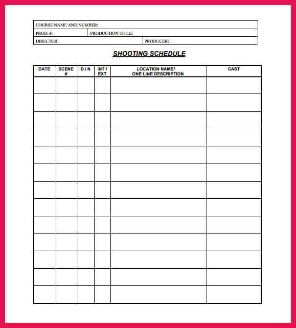 80 Printable Production Schedule Template Pdf Photo with Production Schedule Template Pdf