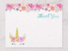 81 Create Thank You Card Template Unicorn Maker for Thank You Card Template Unicorn