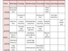81 Customize Our Free Exercise Class Schedule Template With Stunning Design by Exercise Class Schedule Template