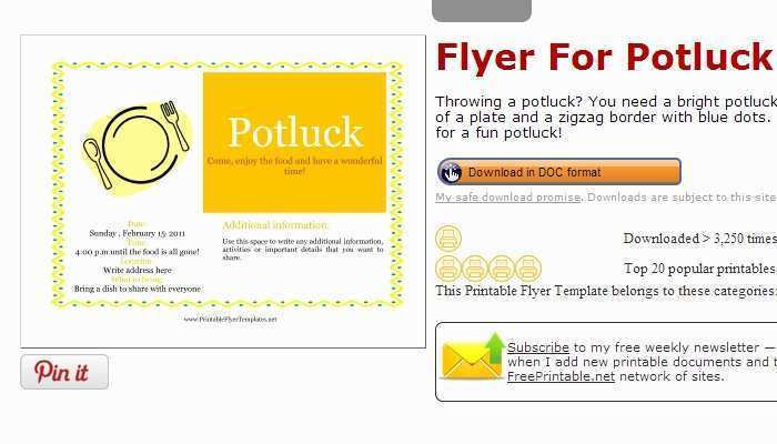 81 Free Potluck Flyer Template Download with Potluck Flyer Template