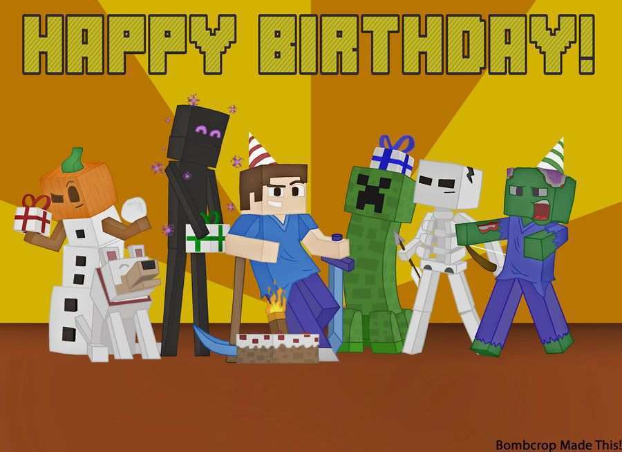 Minecraft Happy Birthday Card Template Printable Cards Design Templates