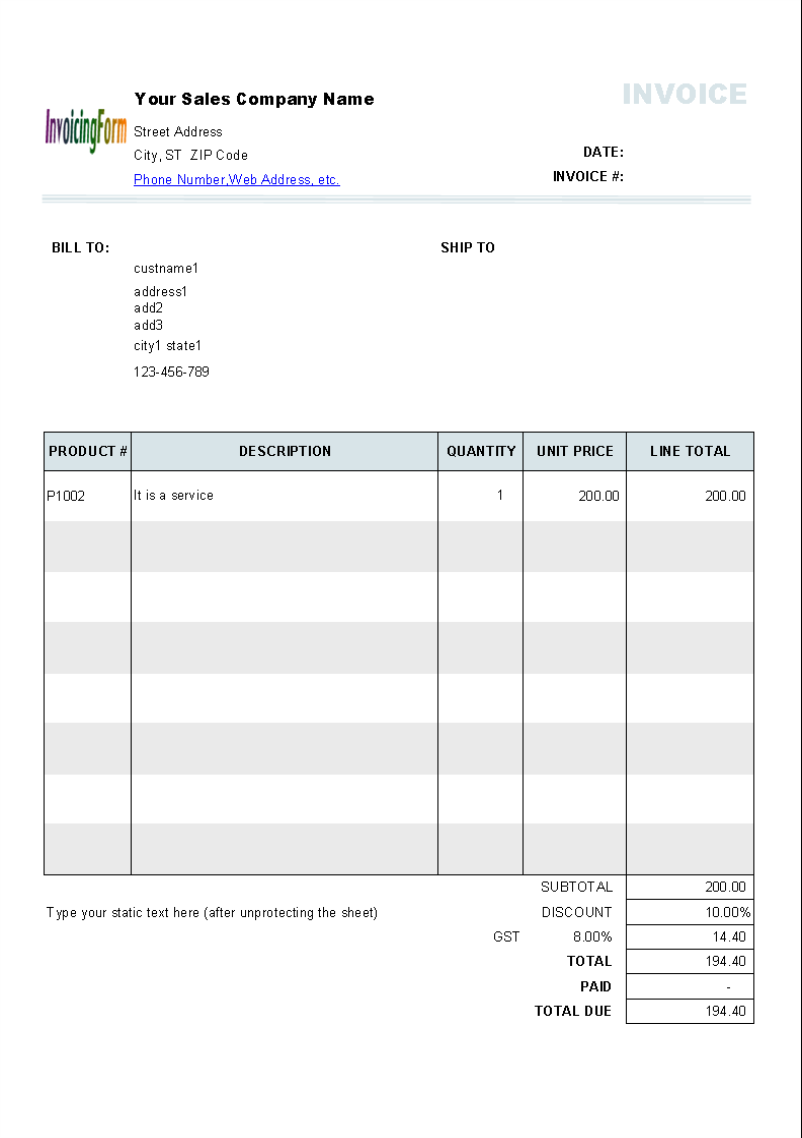82 Blank Blank Tax Invoice Format In Excel Photo for Blank Tax Invoice Format In Excel