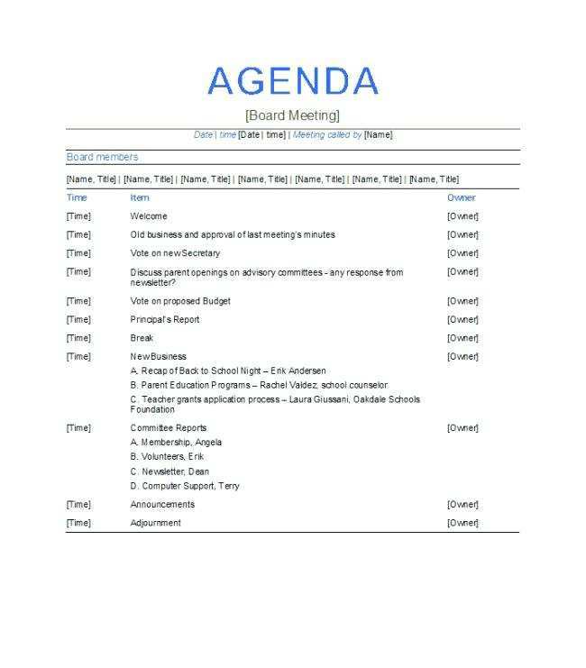82 Creating Template For Professional Agenda Download with Template For Professional Agenda