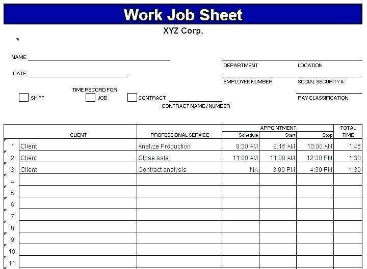 82 Printable Job Card Template Mechanic for Job Card Template Mechanic