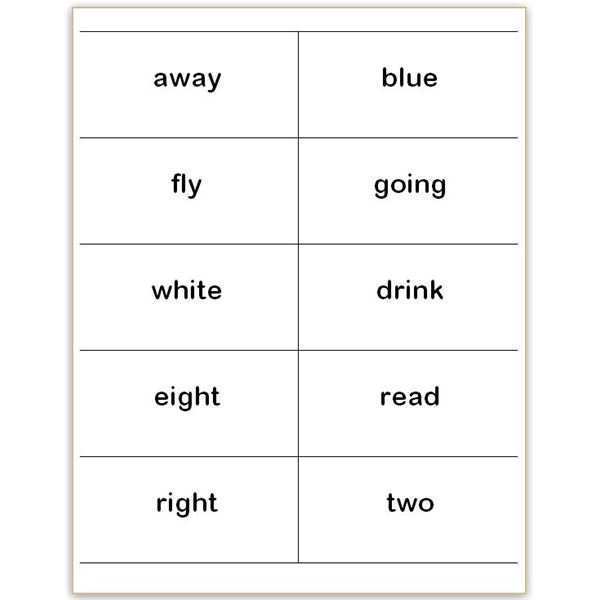 Dolch Sight Word Flash Card Template Cards Design Templates