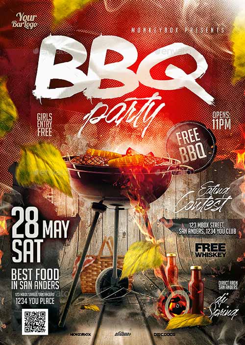 Barbecue Bbq Party Flyer Template Free Cards Design Templates
