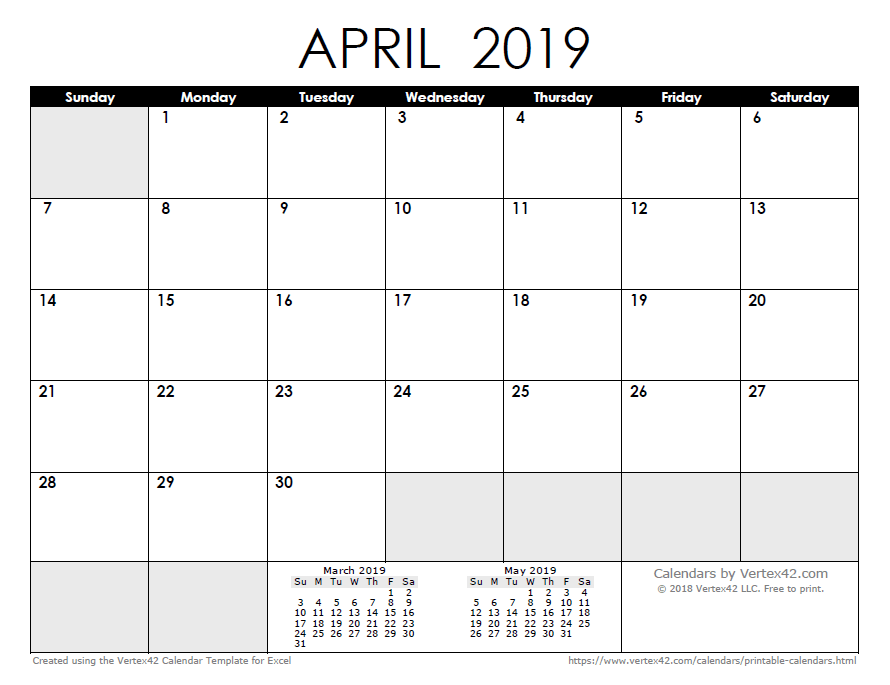 83 Format Daily Calendar Template April 2019 For Free for Daily Calendar Template April 2019