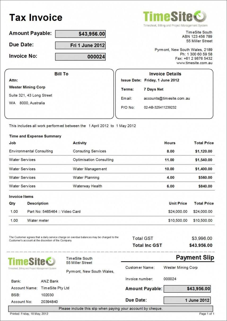 Australian Tax Invoice Template Word