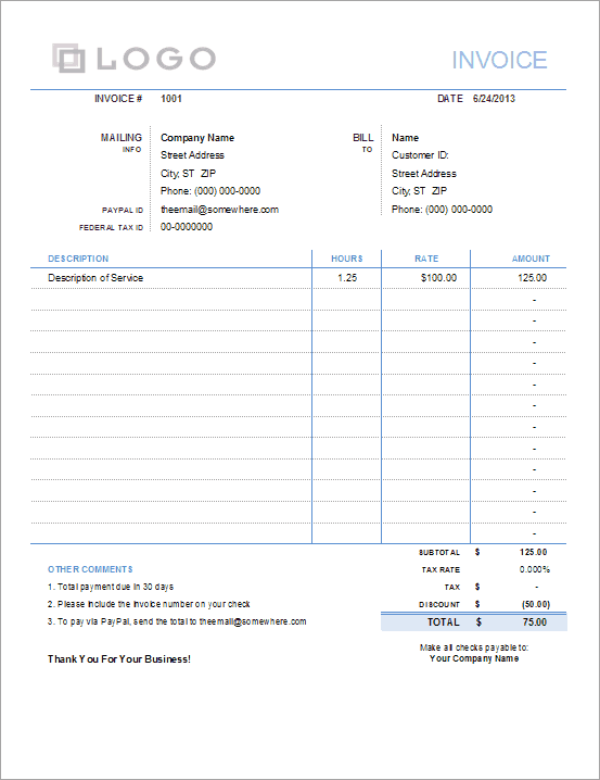83 Online Free Hourly Invoice Template Word With Stunning Design with Free Hourly Invoice Template Word