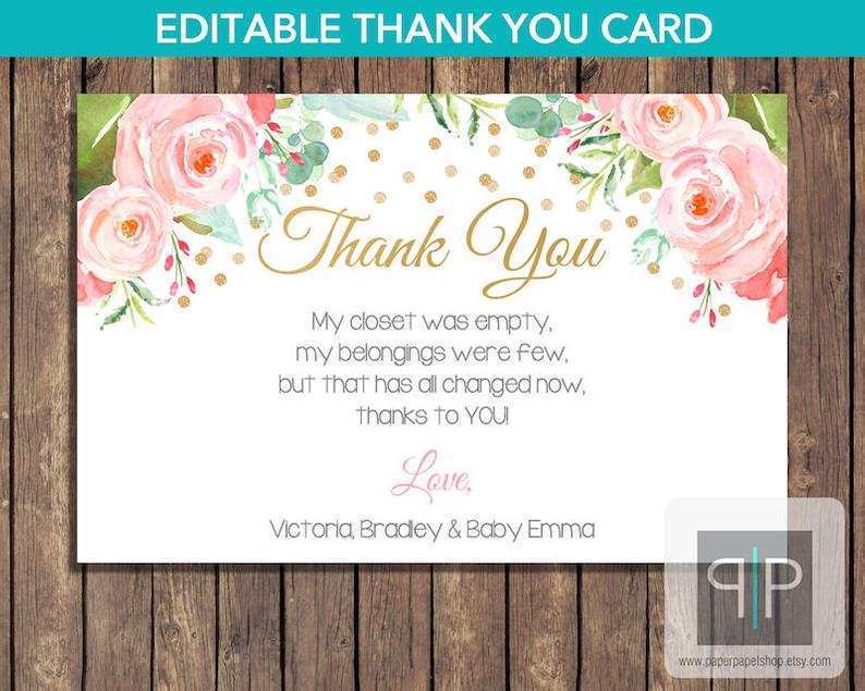 83 Printable Baby Thank You Card Template Printable Download with Baby Thank You Card Template Printable